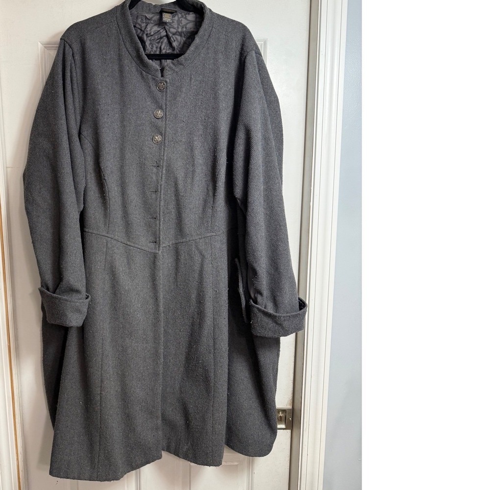 Distressed Destroy Outlander Torrid Collab Coat Grey Button Front Womens Sz 5X